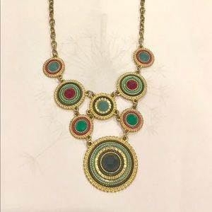 Multi Color Circle Statement Necklace